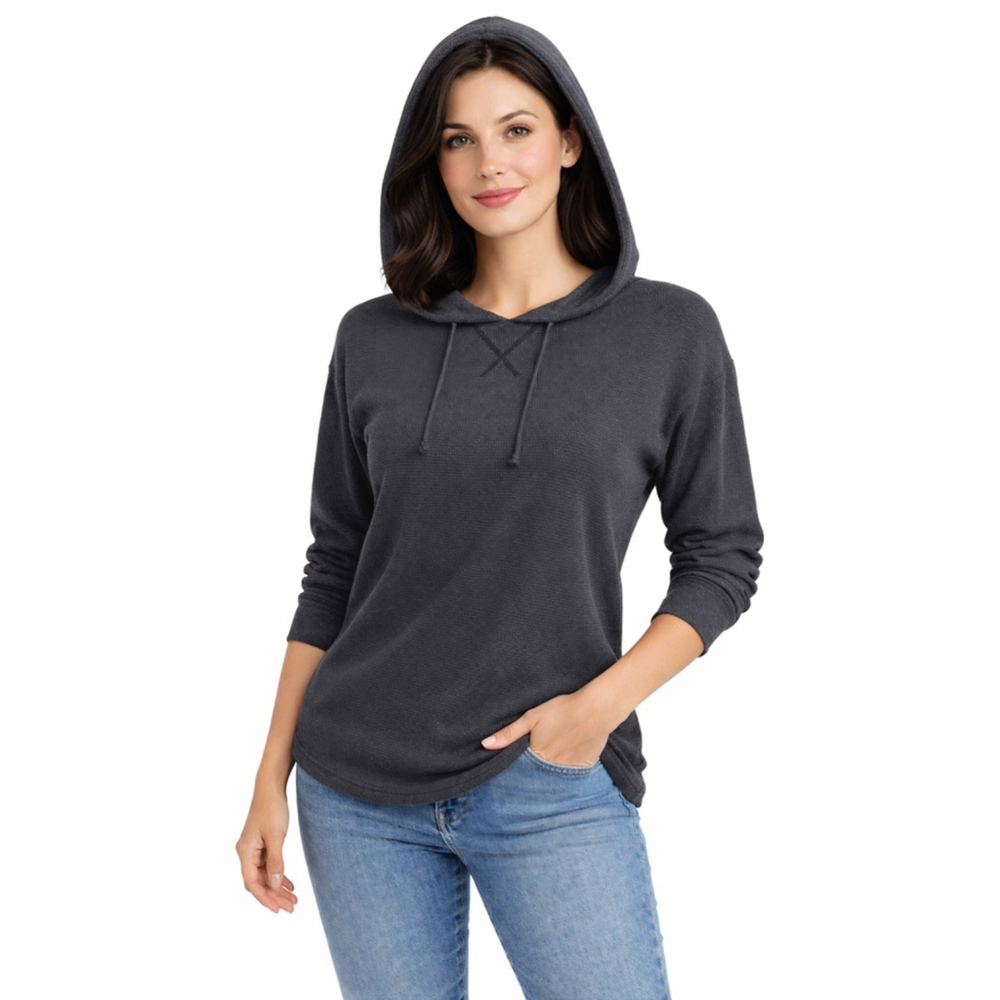 The North Face Waffle Knit Hoodie Women’s Small Gray Hooded Pullover